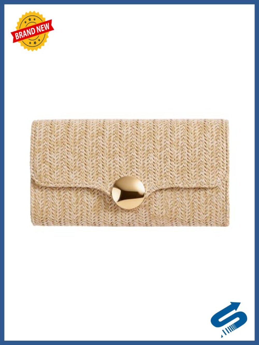 Straw Clutch Evening Bag with Chain Strap Woven Formal Wedding Purse